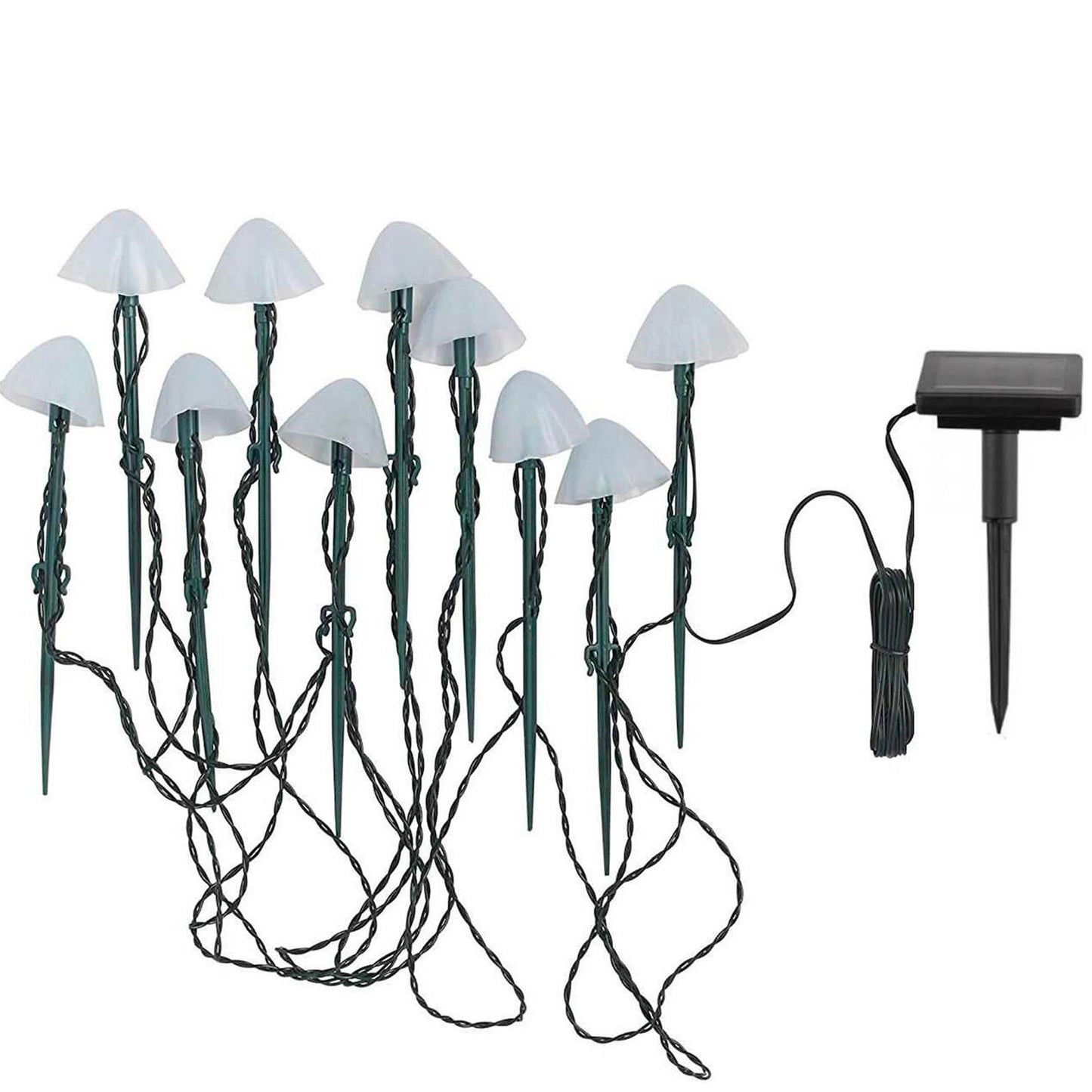 10 solarbetriebene Mini-Pilze zum Einstecken CHAMPY Einfahrtsmarkierung warmweiße LED 3,8m