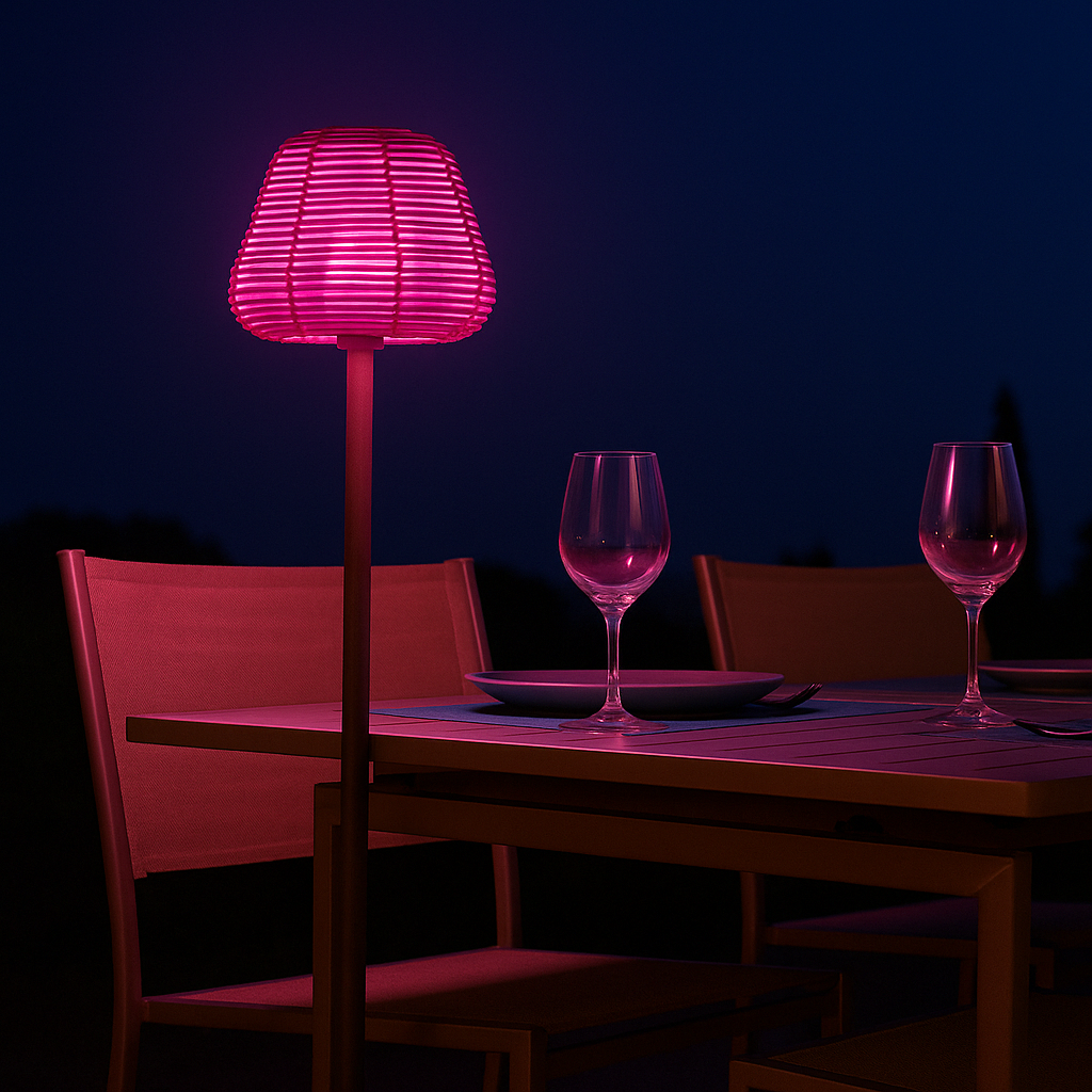 Design-Stehlampe aus Polyrattan-Draht für den Außenbereich, weiße LED TALL BOHEME H150cm E27-Sockel