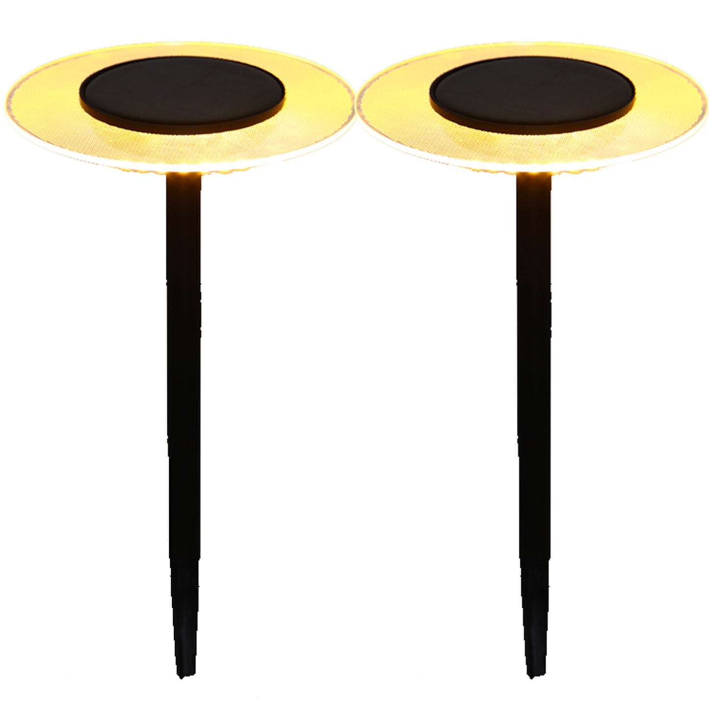 2er Set UFO warmweiße LED-Solarspikes H35cm