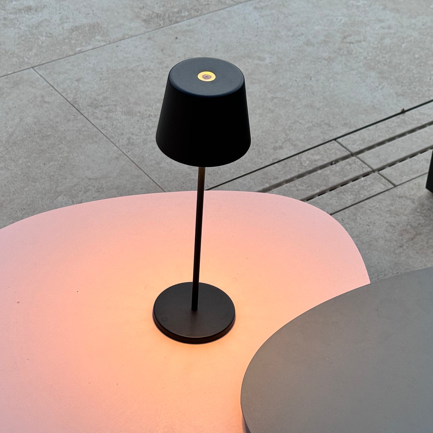 Tischleuchte Touch Wireless Aluminium grau LED weiß dimmbar KELLY ROCK H39cm