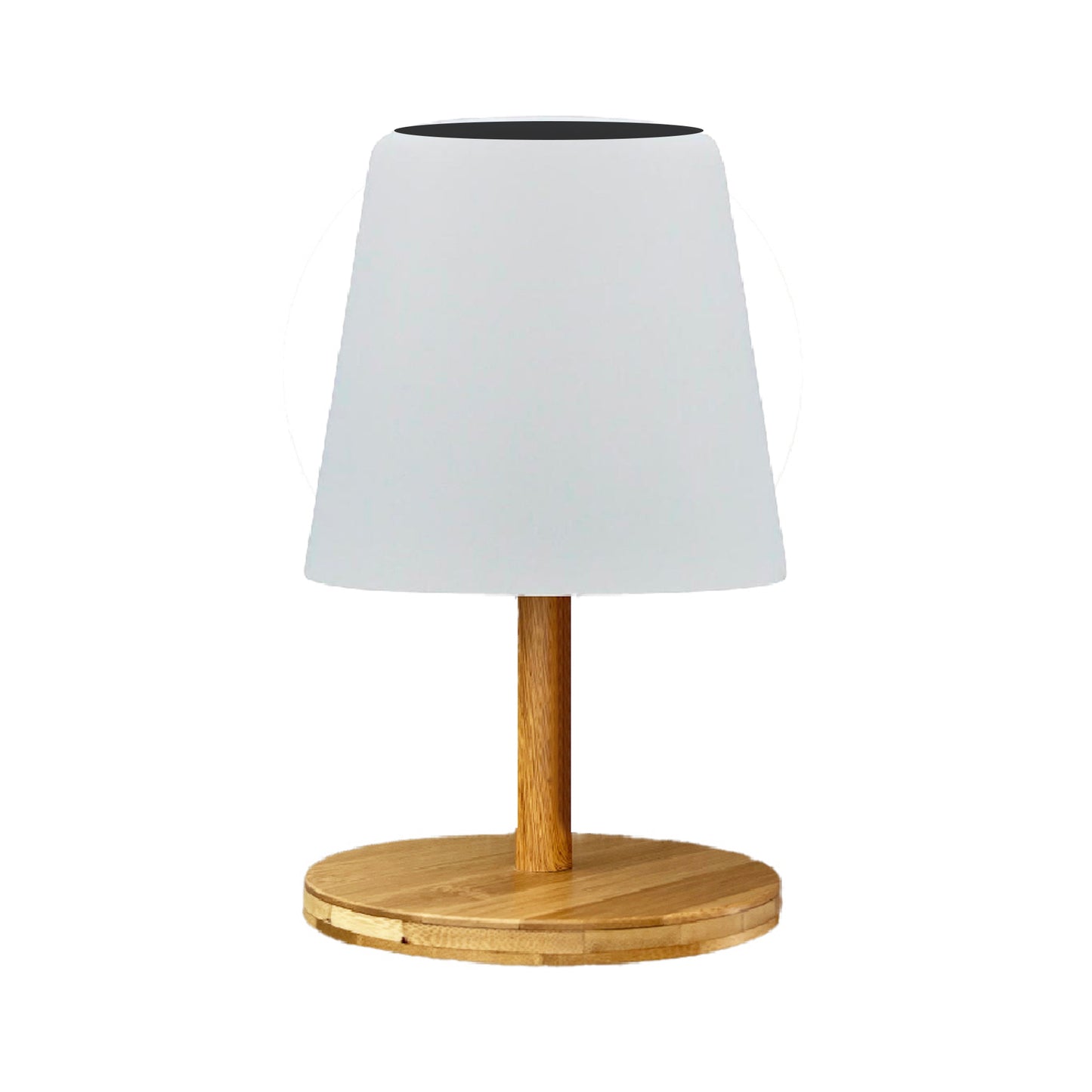 Solarbetriebene und wiederaufladbare LED-Tischlampe warmweiß/weiß dimmbarer Bambusfuß STANDY MINI WOOD SOLAR H25cm