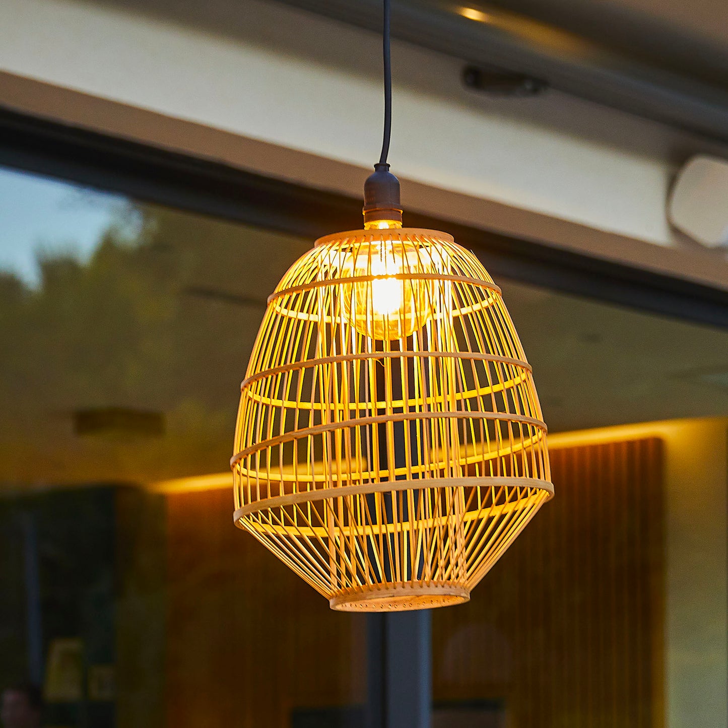MYKONOS Lampenschirm im böhmischen Stil aus natürlichem Rattan für elektrische Fassung E27