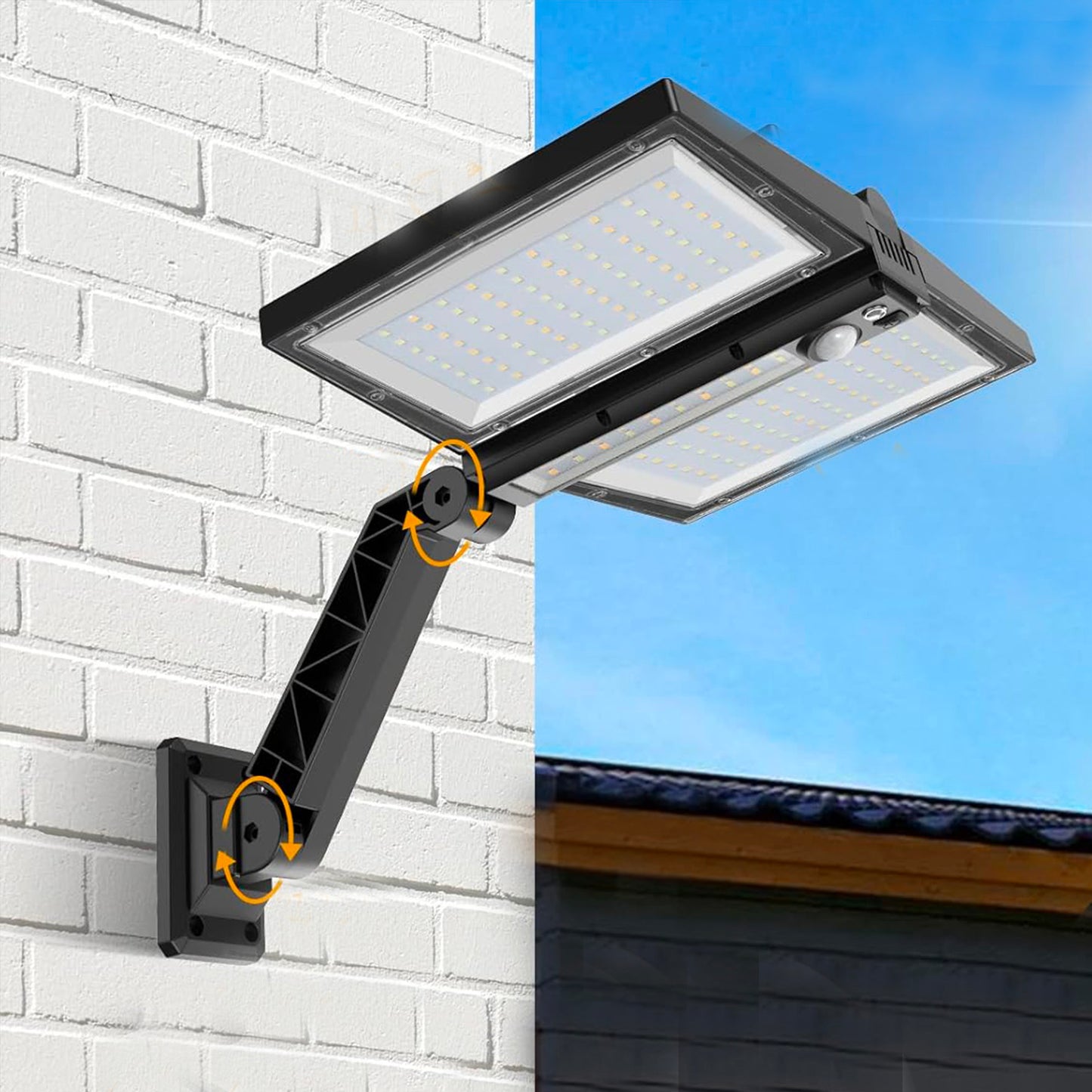 Solarspot 2 schwarze Köpfe leistungsstarke weiße LED-Beleuchtung CLIPPER BLACK 37cm mit einstellbarem Bewegungsmelder