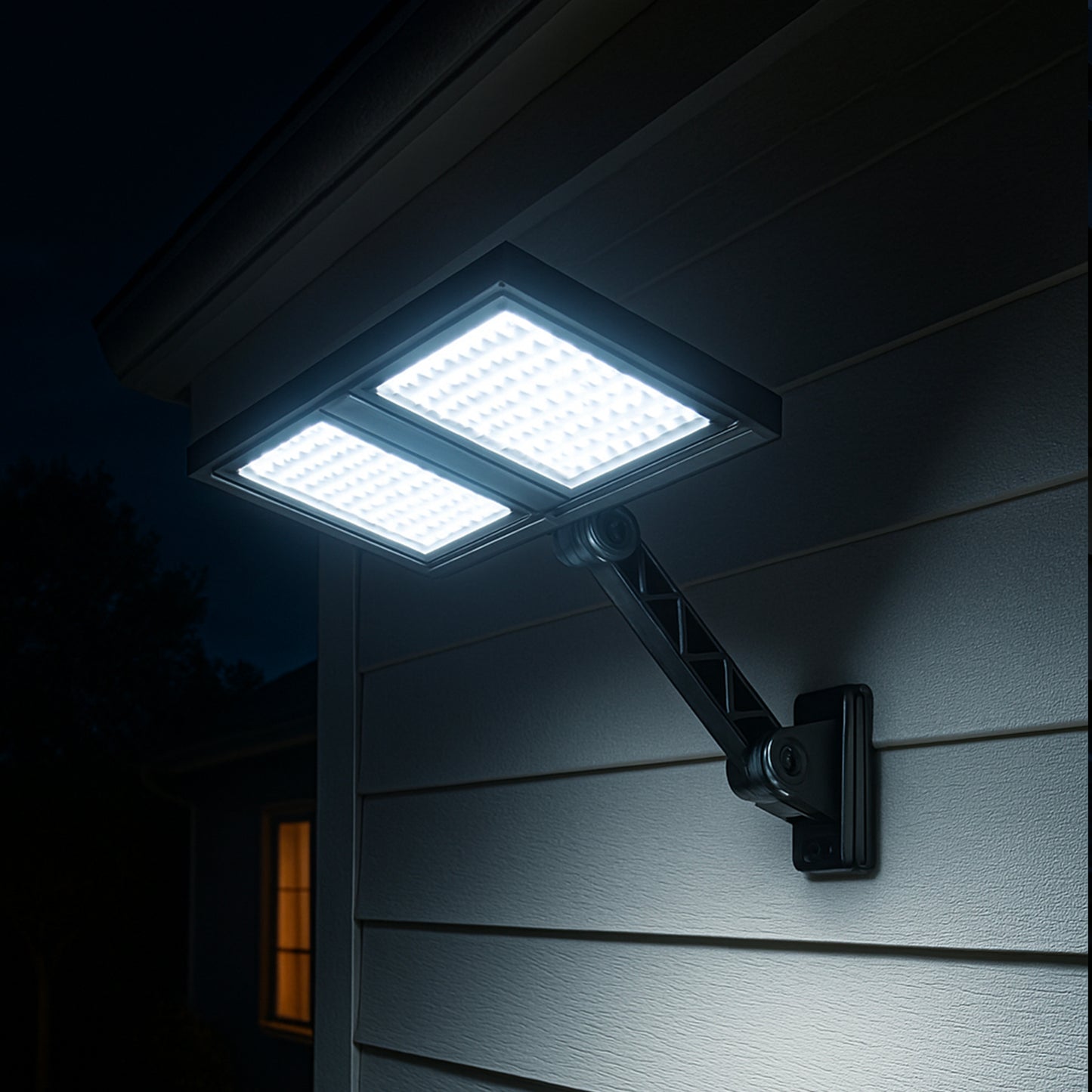 Solarspot 2 schwarze Köpfe leistungsstarke weiße LED-Beleuchtung CLIPPER BLACK 37cm mit einstellbarem Bewegungsmelder