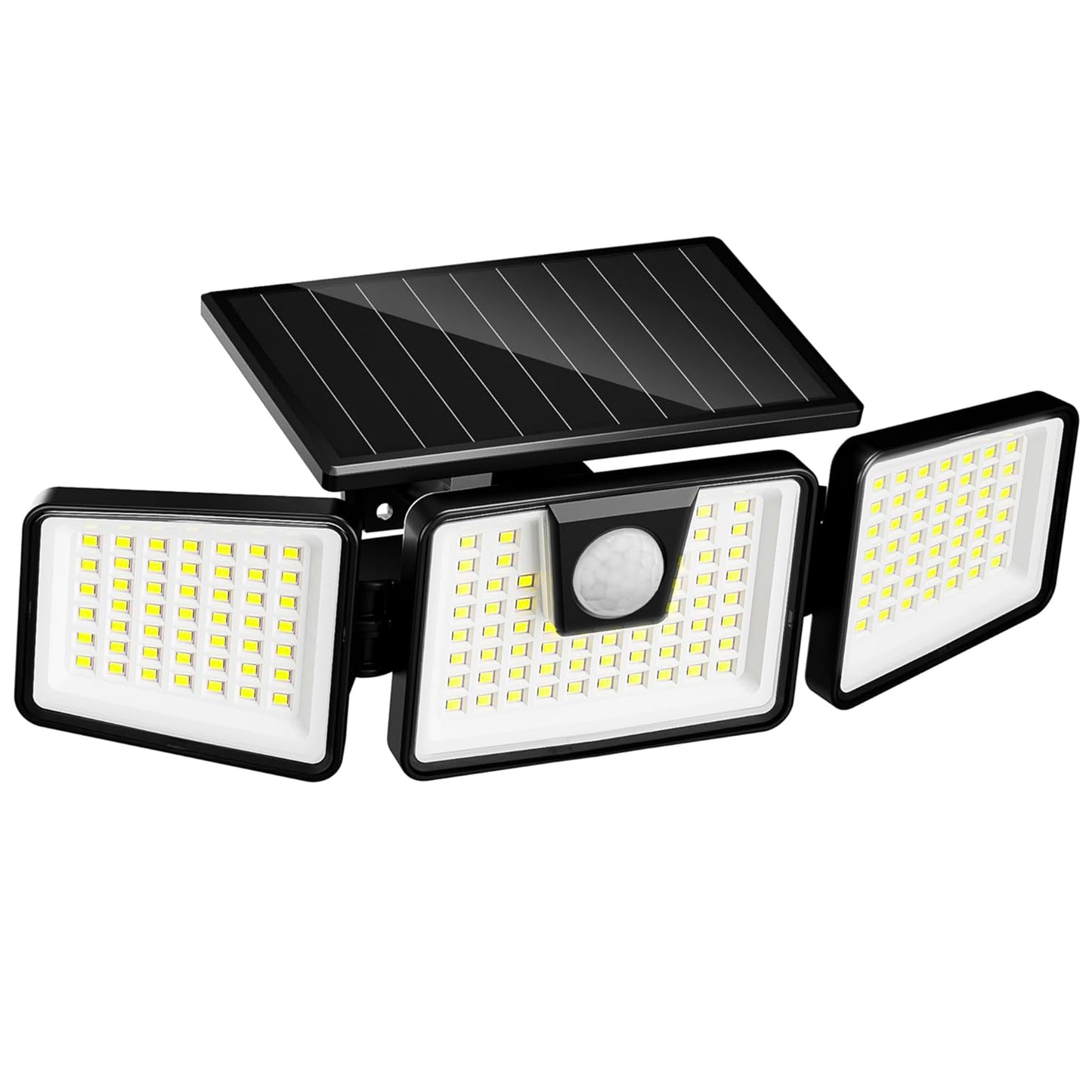 Solarstrahler 3 schwarze Köpfe leistungsstarke weiße LED-Beleuchtung FALCON H9,3cm mit einstellbarem Bewegungsmelder
