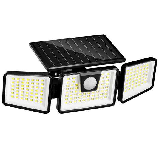 Solarstrahler 3 schwarze Köpfe leistungsstarke weiße LED-Beleuchtung FALCON H9,3cm mit einstellbarem Bewegungsmelder