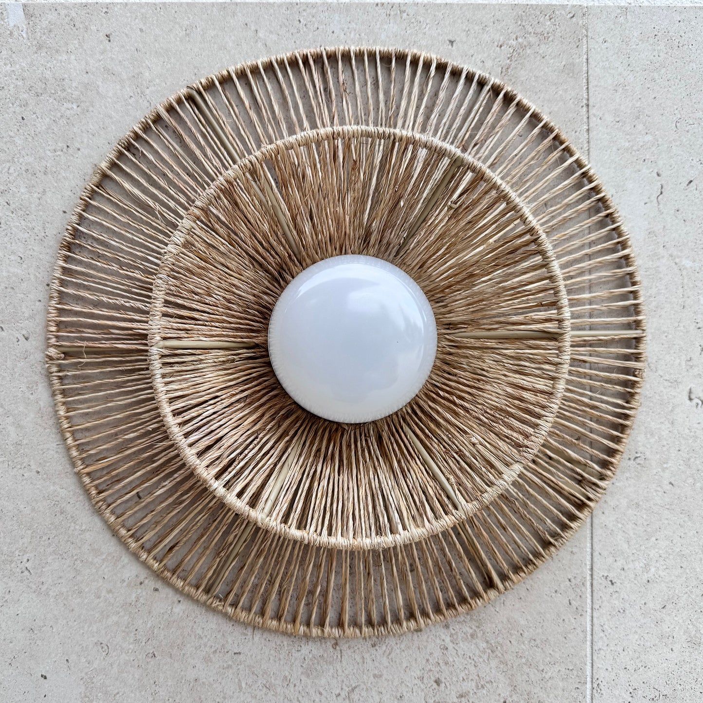 Applique murale extérieur en jute sans fil DALIA avec ampoule nomade rechargeable RGB MINI LYS D30 cm