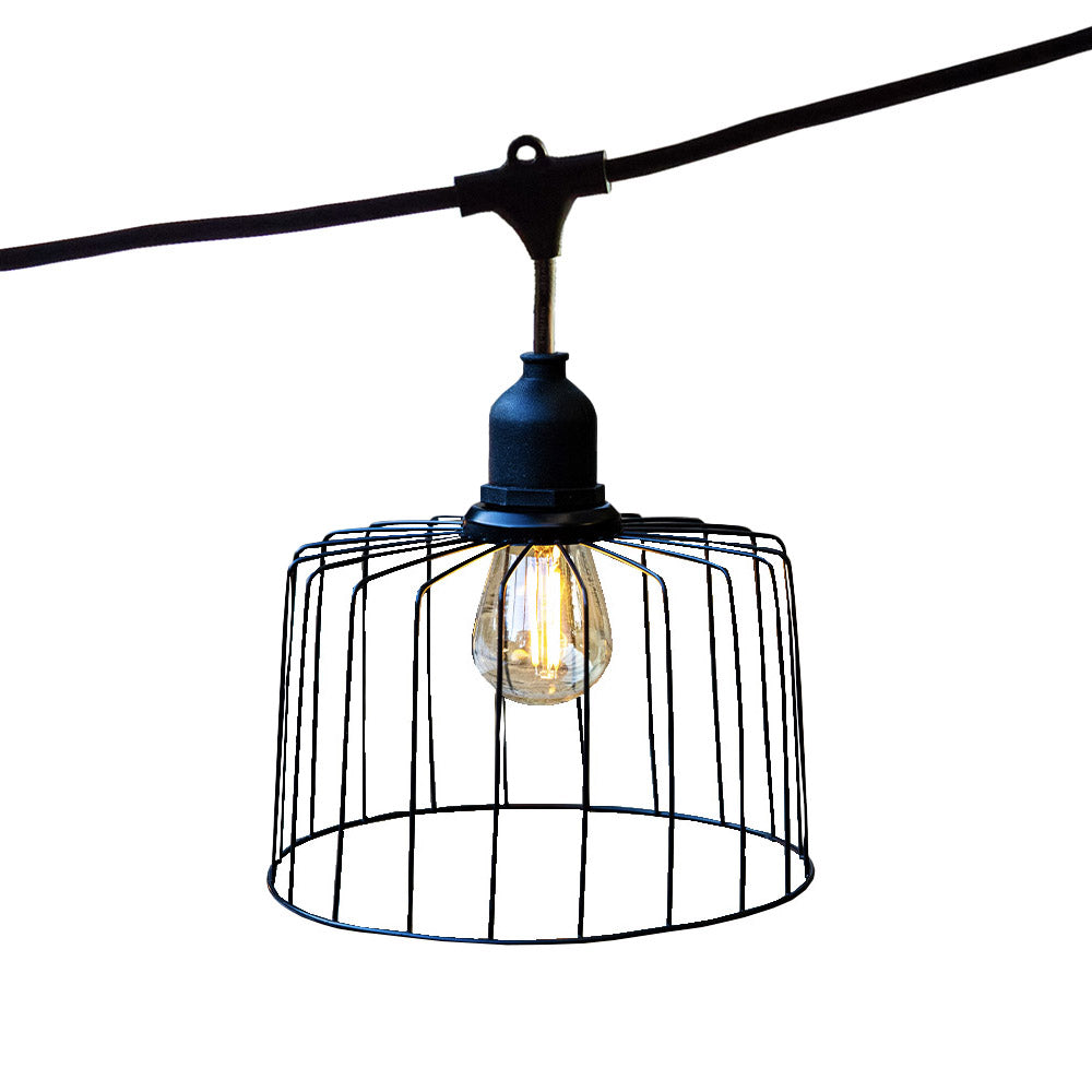 Außenleuchtengirlande mit Metallschirm 10 Glühlampen E27 LED Fassung warmweiß NEMA LIGHT 6m