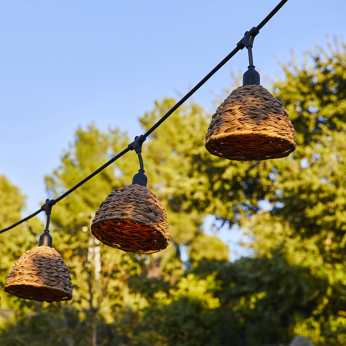 Lot de 2 guirlandes lumineuses extérieur connectables 14 abat-jour cloche marron style rétro ampoules E27 LED blanc chaud 2x MELLOW LIGHT 10m