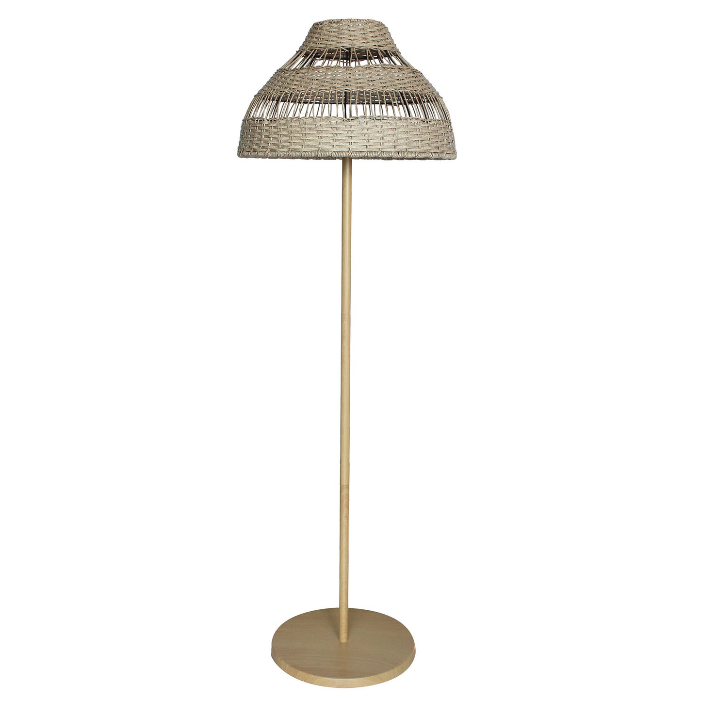 Lampadaire sans fil pied metal LED blanc et multicolore dimmable ELION en rotin H168cm avec télécommande