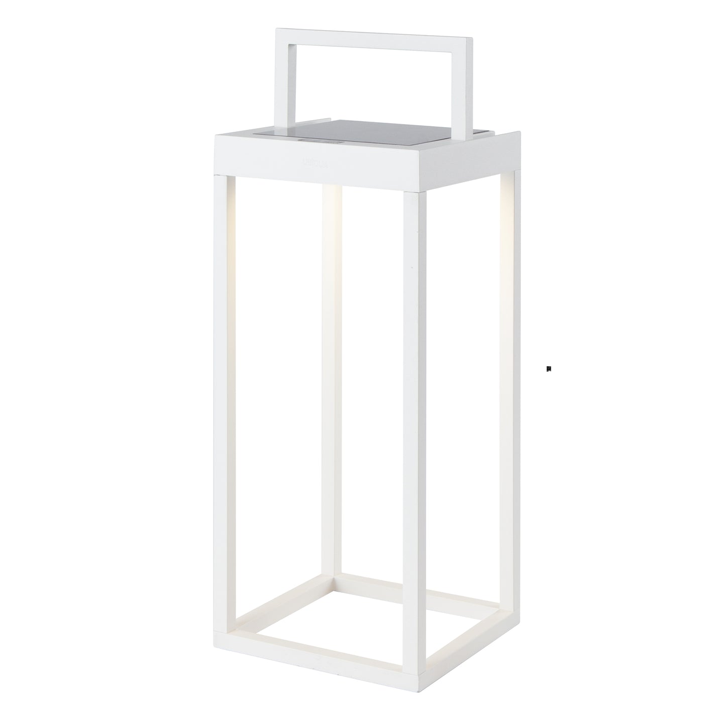 Schicke weiße Solarlaterne aus Aluminium zum Aufstellen oder Befestigen am Boden LED warmweiß HYDRA H34cm mit Schalter