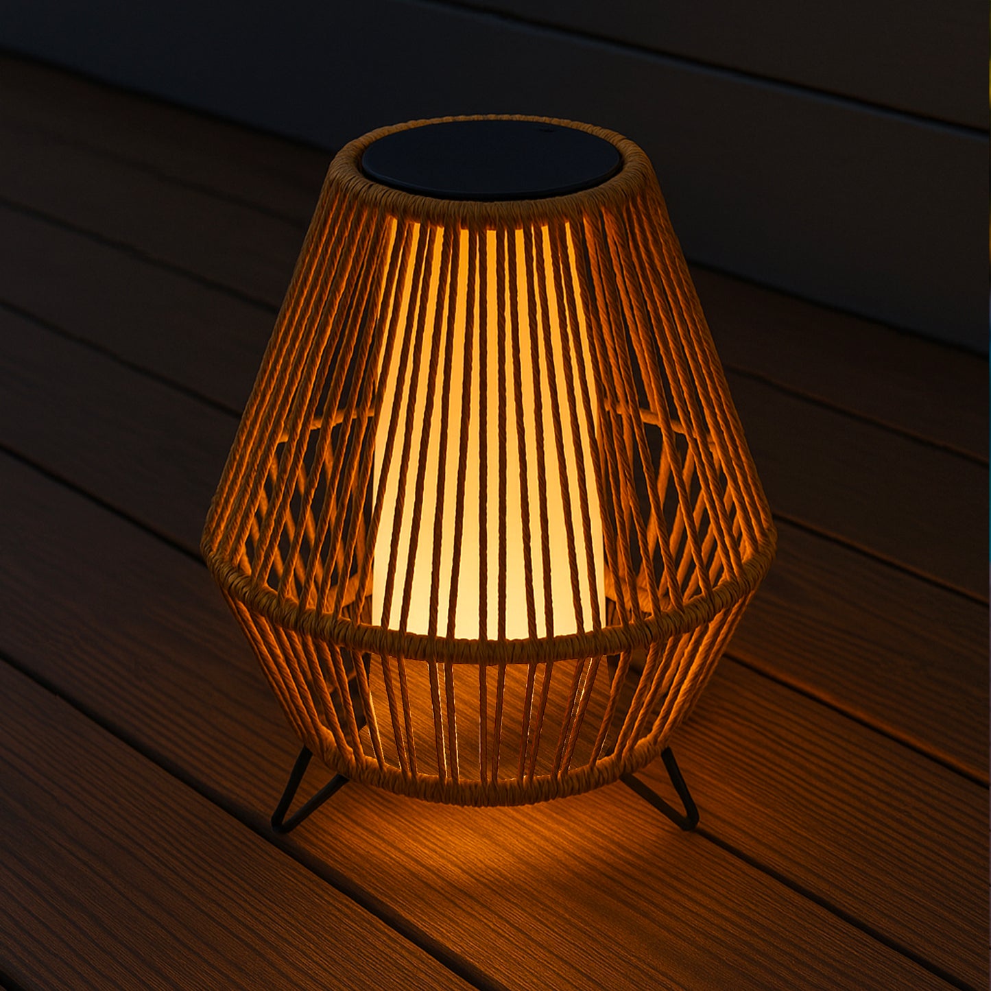 Lanterne solaire décorative avec base LED solaire rechargeable LED blanc chaud SALOMEA SMALL H35cm