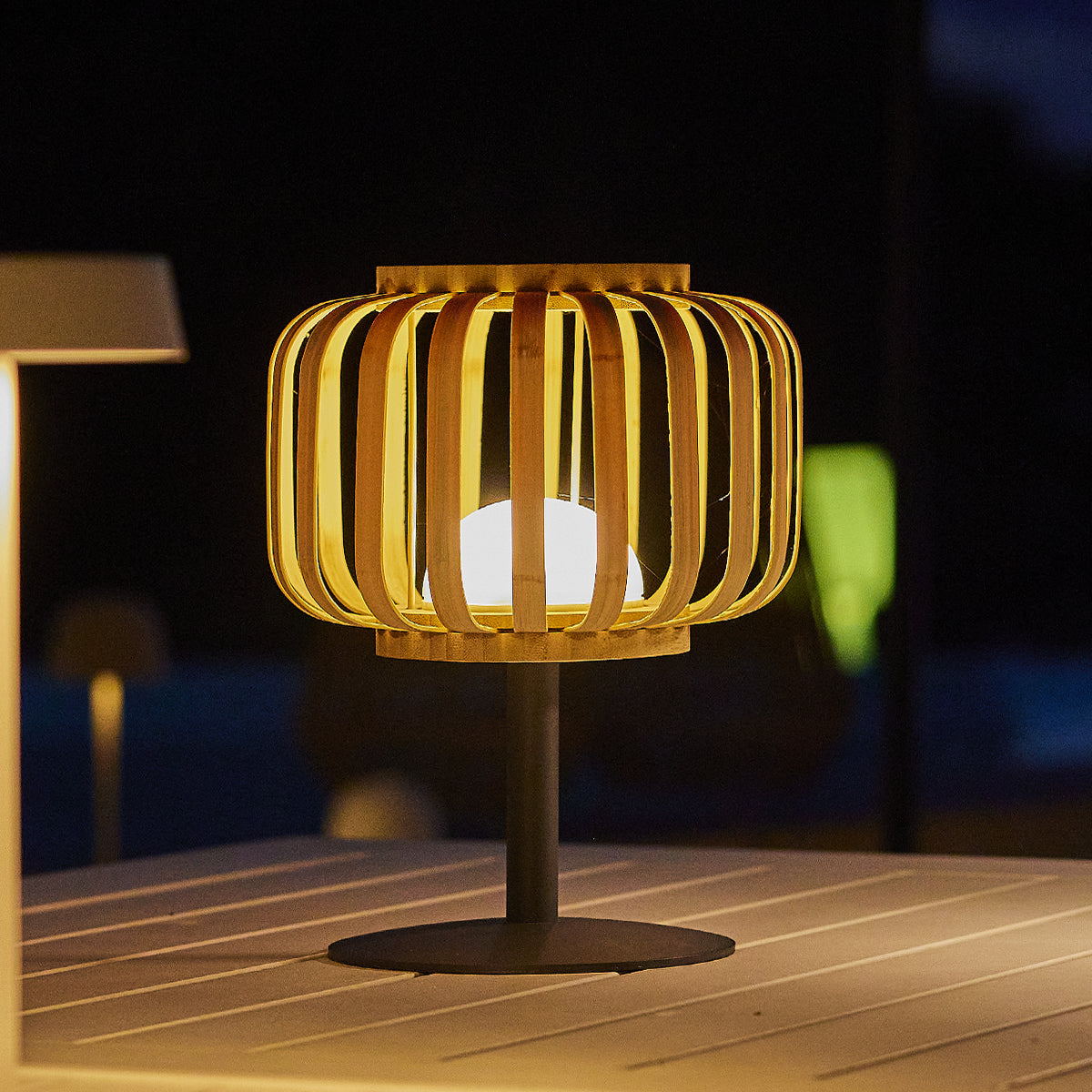 Akku-Tischlampe aus natürlichem Bambus LED warmweiß/weiß dimmbar STANDY MINI BAMBOO H25cm