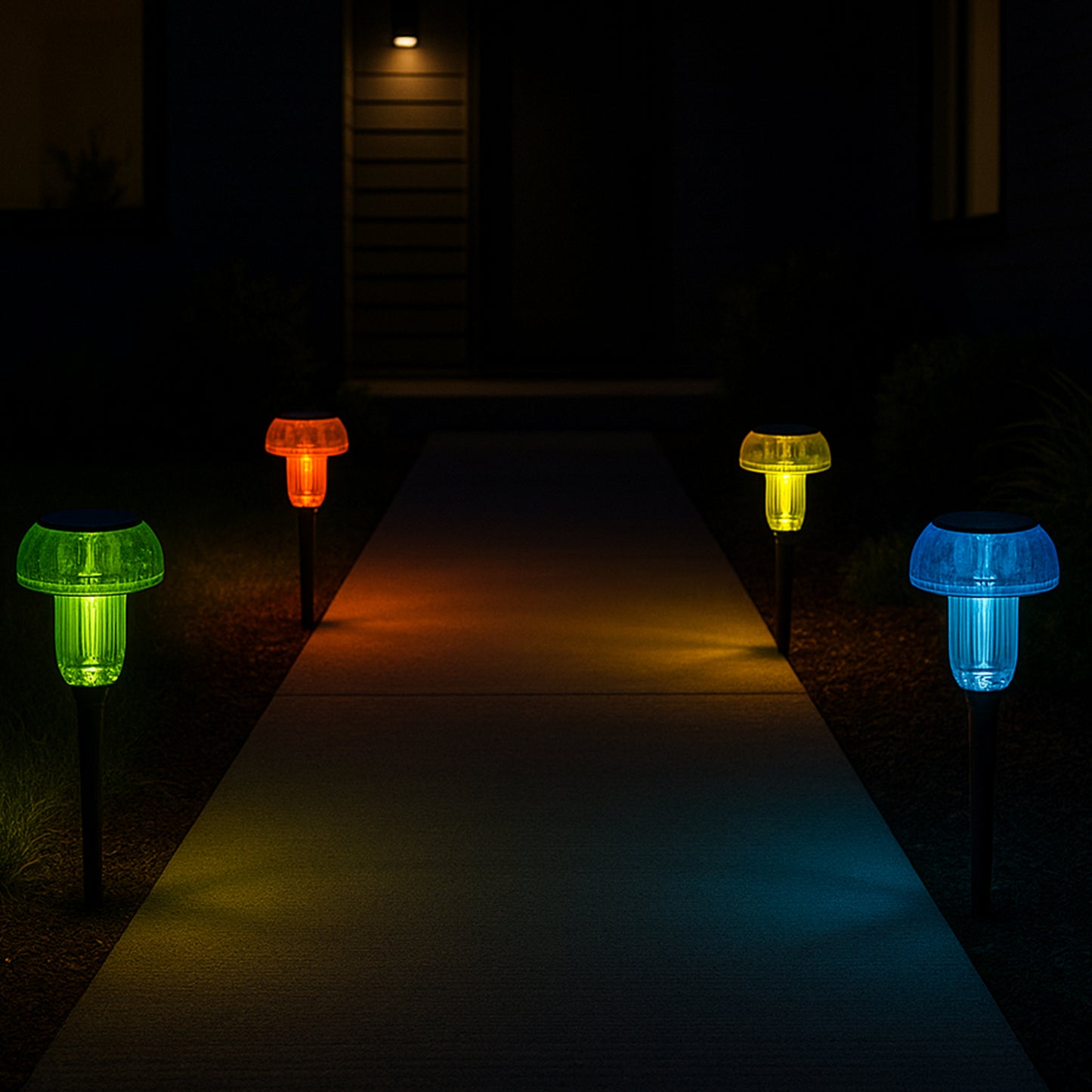 Lot de 4 balises solaires champignons multicolores 4x MUSHY H24cm