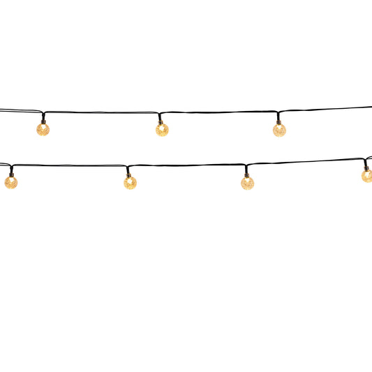 Solar-Lichterkette mit 20 warmweiß funkelnden LED-Kugeln FESTY WHITE 5,80m