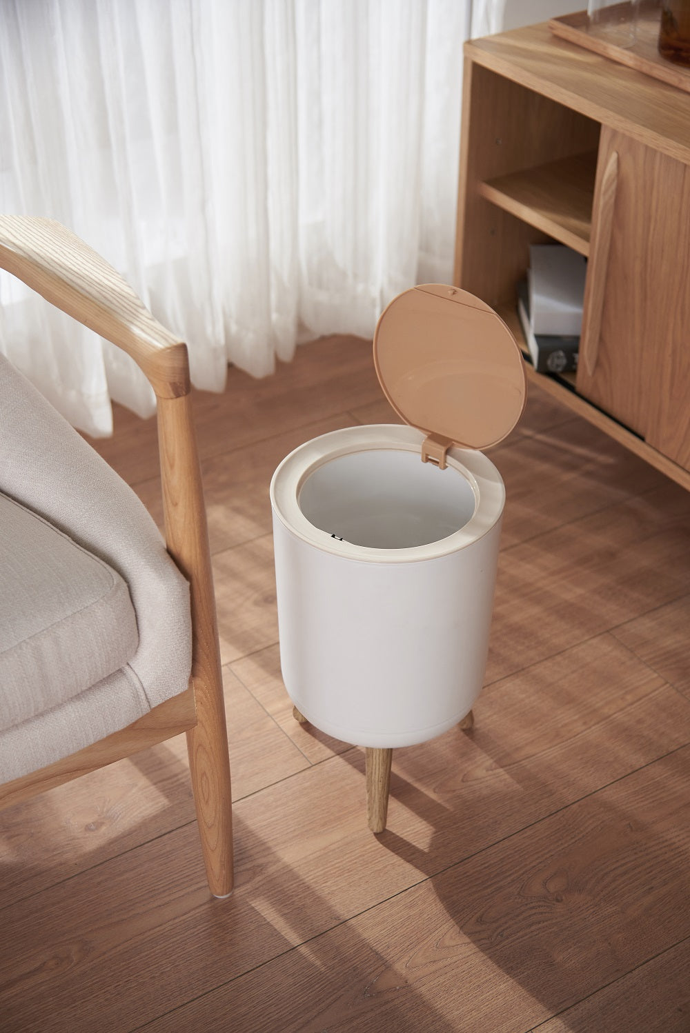 MALMO touch 7L Badezimmer-Bodenabfalleimer Holzfarbe