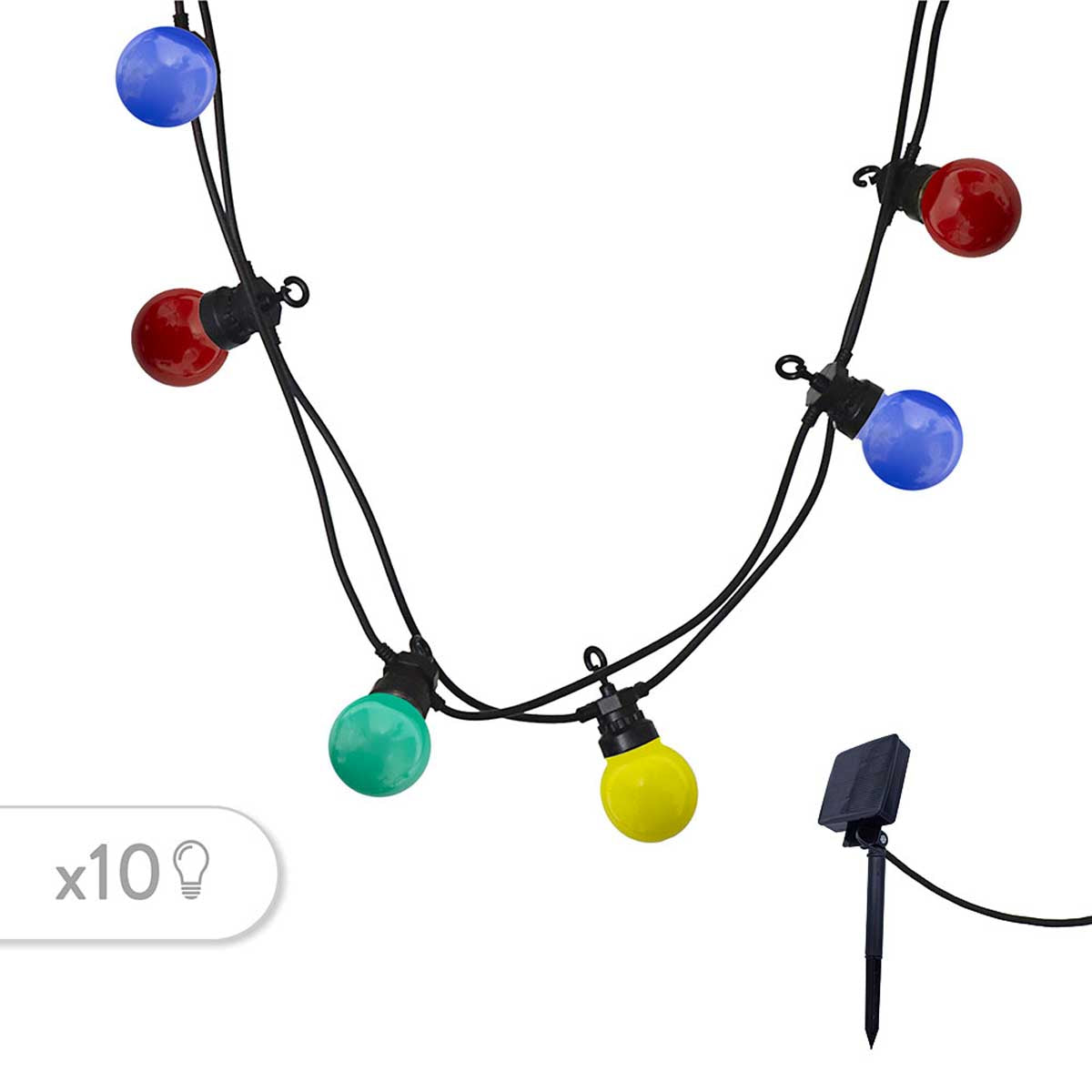 Solarlichtgirlande 10 Kugeln bunt LED PARTY GUINGUETTE SOLAR 5,70m 8 Modi