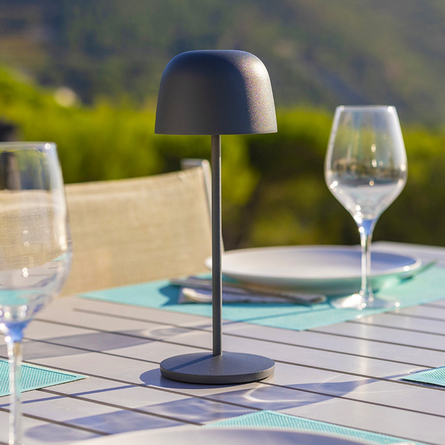 Lampe de table touch sans fil en aluminium gris anthracite LED SOPHIA ROCK blanc dimmable H28cm