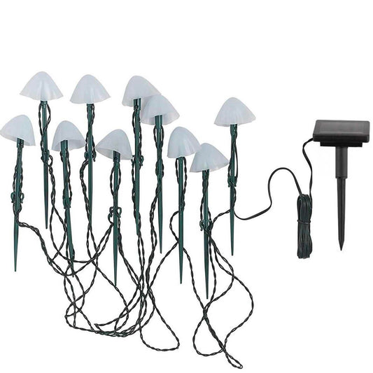 10 solarbetriebene Mini-Pilze zum Einstecken CHAMPY Einfahrtsmarkierung warmweiße LED 3,8m