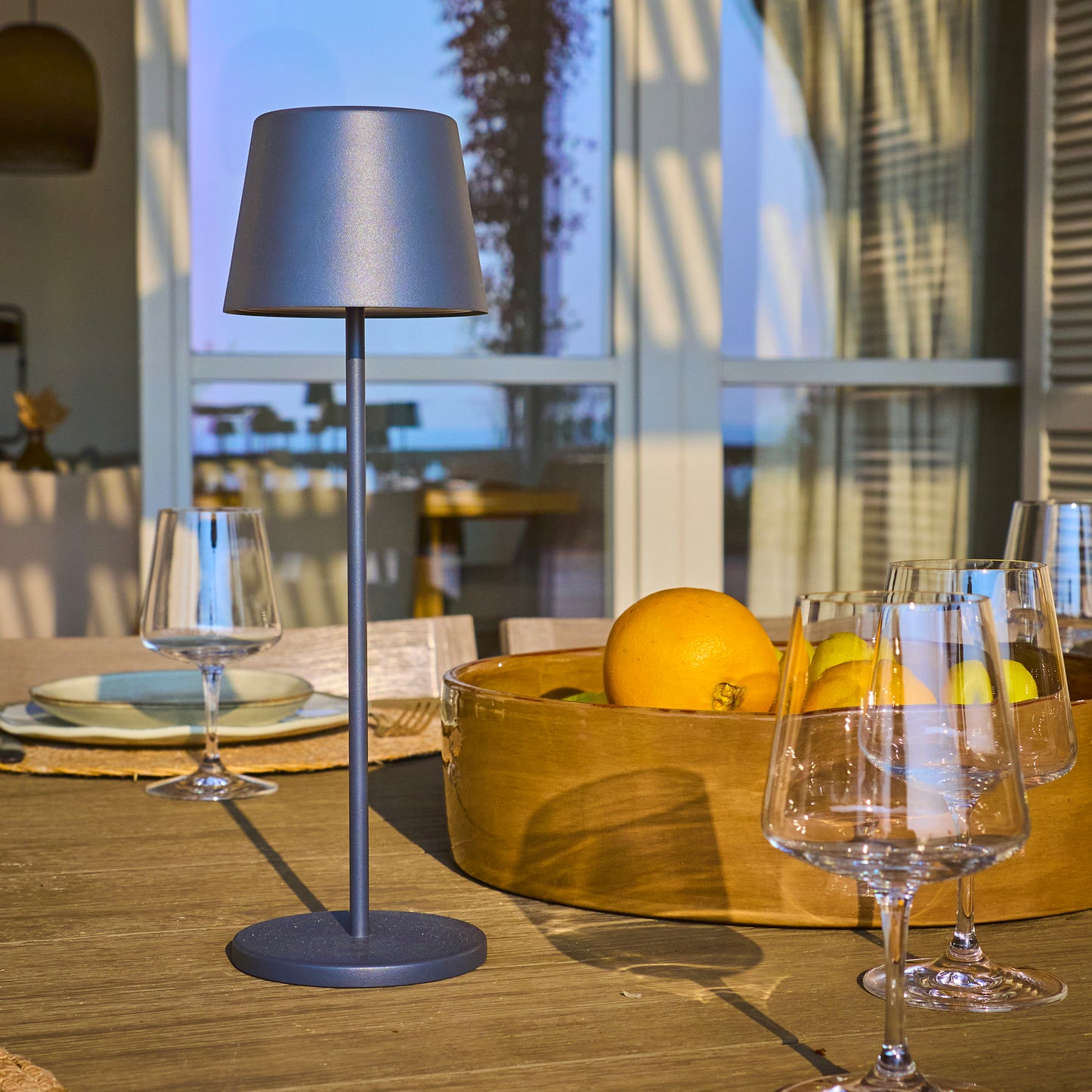 Tischleuchte Touch Wireless Aluminium grau LED weiß dimmbar KELLY ROCK H39cm