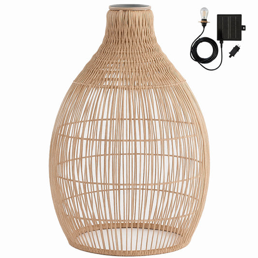 Natürliche böhmische Solar-Hängelampe im geflochtenen Flechtstil warmweiße LED HOLIDAY H42cm
