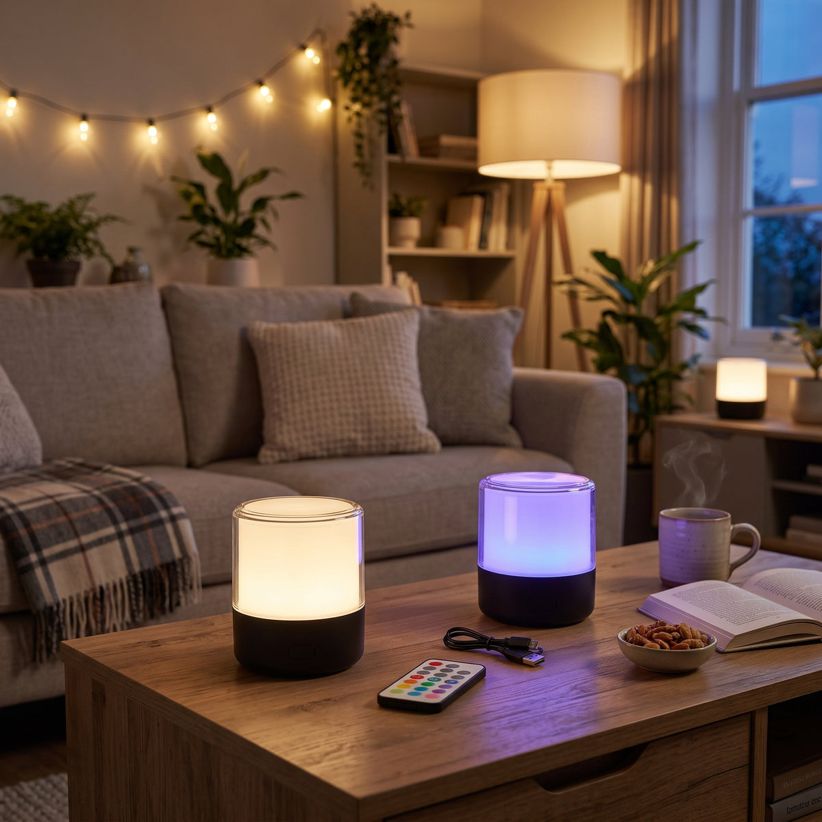LYS 900 Lumen weiße und mehrfarbige wiederaufladbare LED-Lampe mit Fernbedienung H11cm