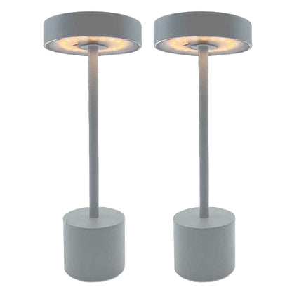 Lot de 2 lampes de table sans fil touch en aluminium gris clair LED ROBY GREY H30cm