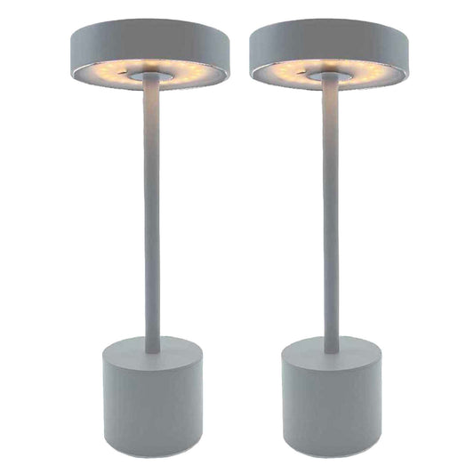 Lot de 2 lampes de table sans fil touch en aluminium gris clair LED ROBY GREY H30cm