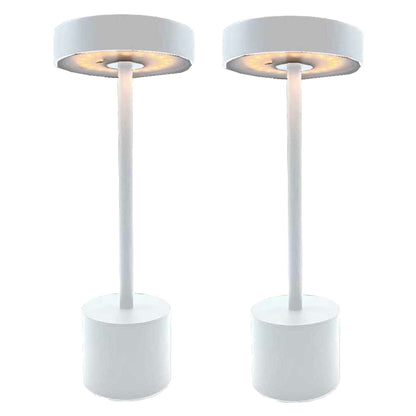 Lot de 2 lampes de table sans fil touch en aluminium blanc mat LED ROBY WHITE H30cm