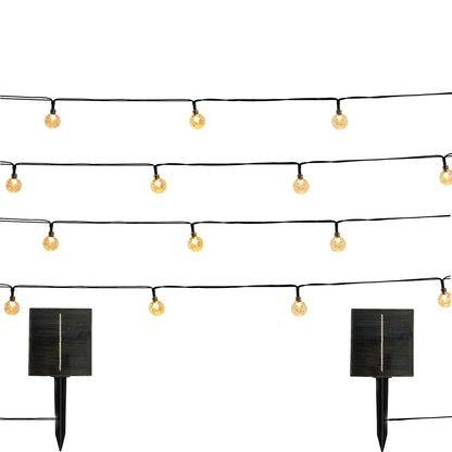 Lot de 2 guirlandes lumineuses solaires 120 boules LED blanc chaud 8 modes détecteur crépusculaire 2x FESTY WHITE 120 14m