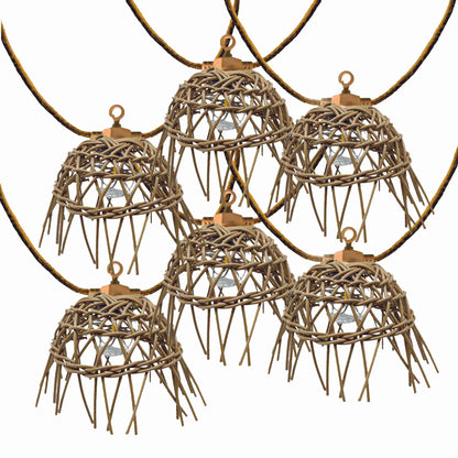 Guirlande lumineuse solaire et sur secteur raccordable en corde 20 ampoules transparentes LED blanc chaud dimmable MINI HAWAI LIGHT HYBRID 13m