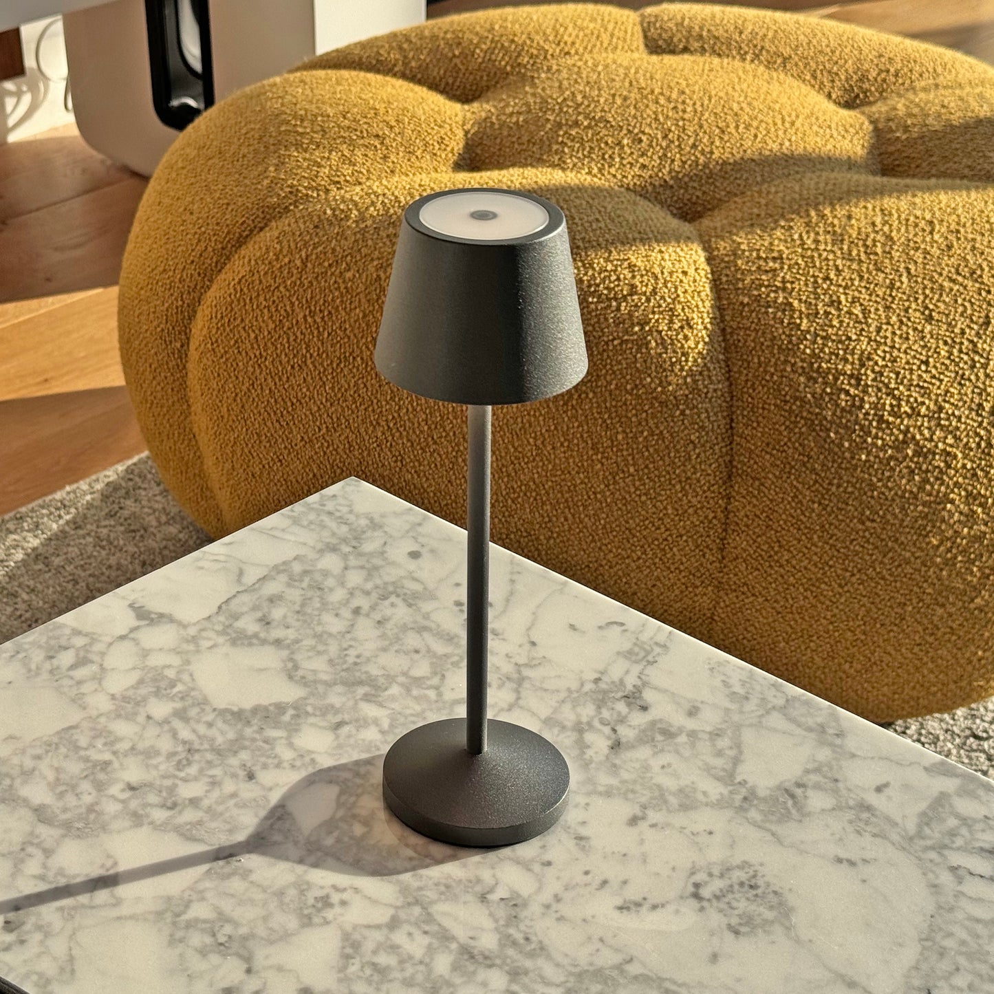 Lampe de table sans fil LED blanc chaud dimmable EMILY ROCK H25cm, Gris Anthracite