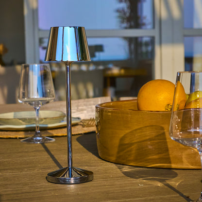 Lampe de table sans fil LED blanc chaud dimmable EMILY H25cm, Argent