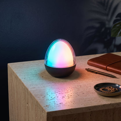 Lampe de table décoration LED blanc + RGB rechargeable OVIE H12cm