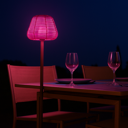 Design-Stehlampe aus Polyrattan-Draht für den Außenbereich, weiße LED TALL BOHEME H150cm E27-Sockel