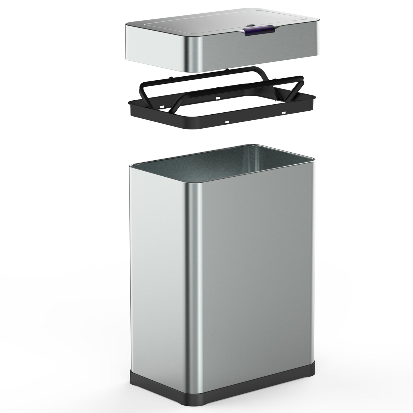 Design-Automatik-Kücheneimer 60L DAYTONA aus Edelstahl mit Umreifung