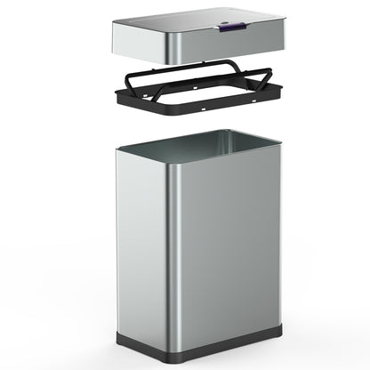 Design-Automatik-Kücheneimer 60L DAYTONA aus Edelstahl mit Umreifung