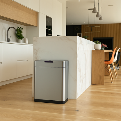 Design-Automatik-Kücheneimer 60L DAYTONA aus Edelstahl mit Umreifung