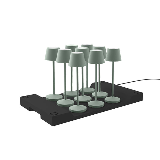 Lot de 9 lampes de table sans fil LED blanc chaud dimmable EMILY OLIVE H25cm avec plateau de chargement