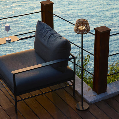 Design-Stehlampe aus Polyrattan-Draht für den Außenbereich, weiße LED TALL BOHEME H150cm E27-Sockel