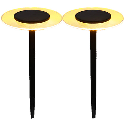 2er Set UFO warmweiße LED-Solarspikes H35cm
