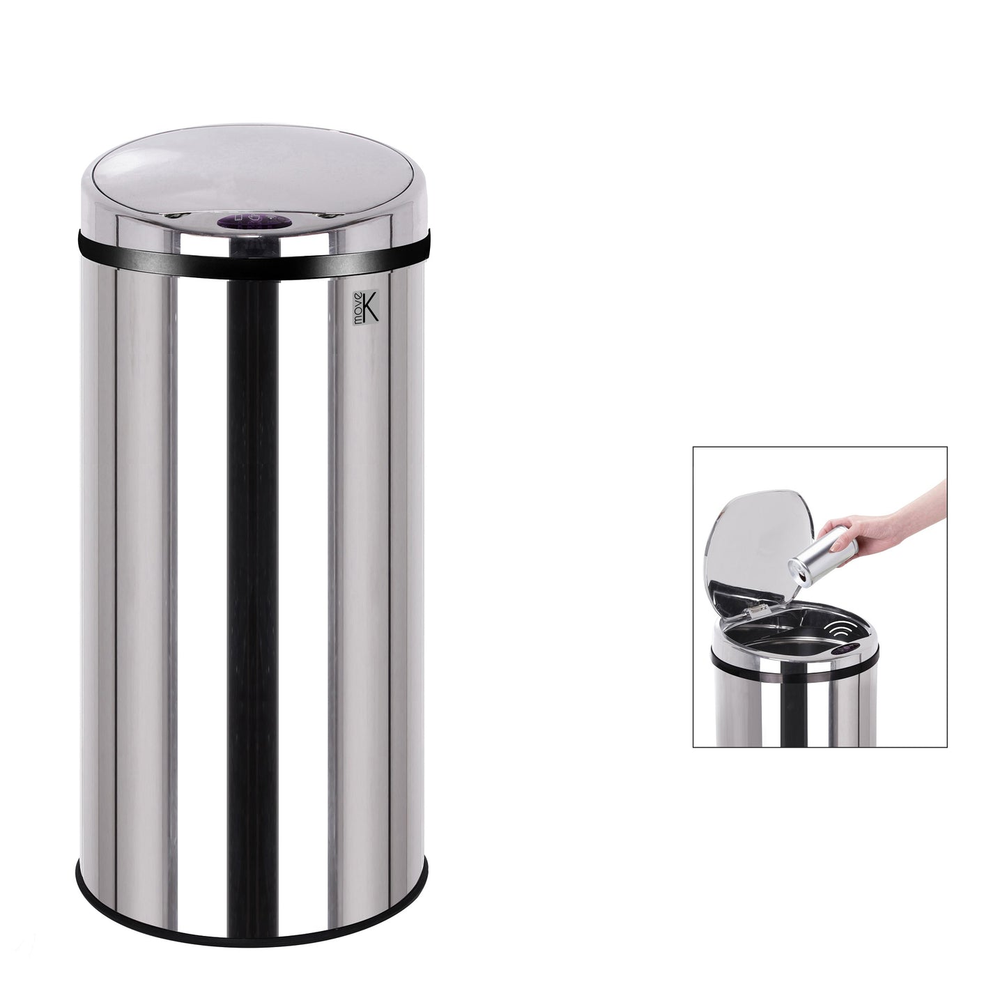 Poubelle de cuisine automatique 30L ARTIC en acier Inox H56cm avec cerclage