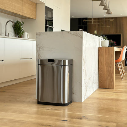 Design-Automatik-Kücheneimer 60L DAYTONA aus Edelstahl mit Umreifung