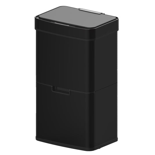 NARVIK Automatischer Küchenabfalleimer mit zwei Fächern, 75 l, aus Edelstahl, Recycling, großes Fassungsvermögen und Tischabfalleimer 3 l