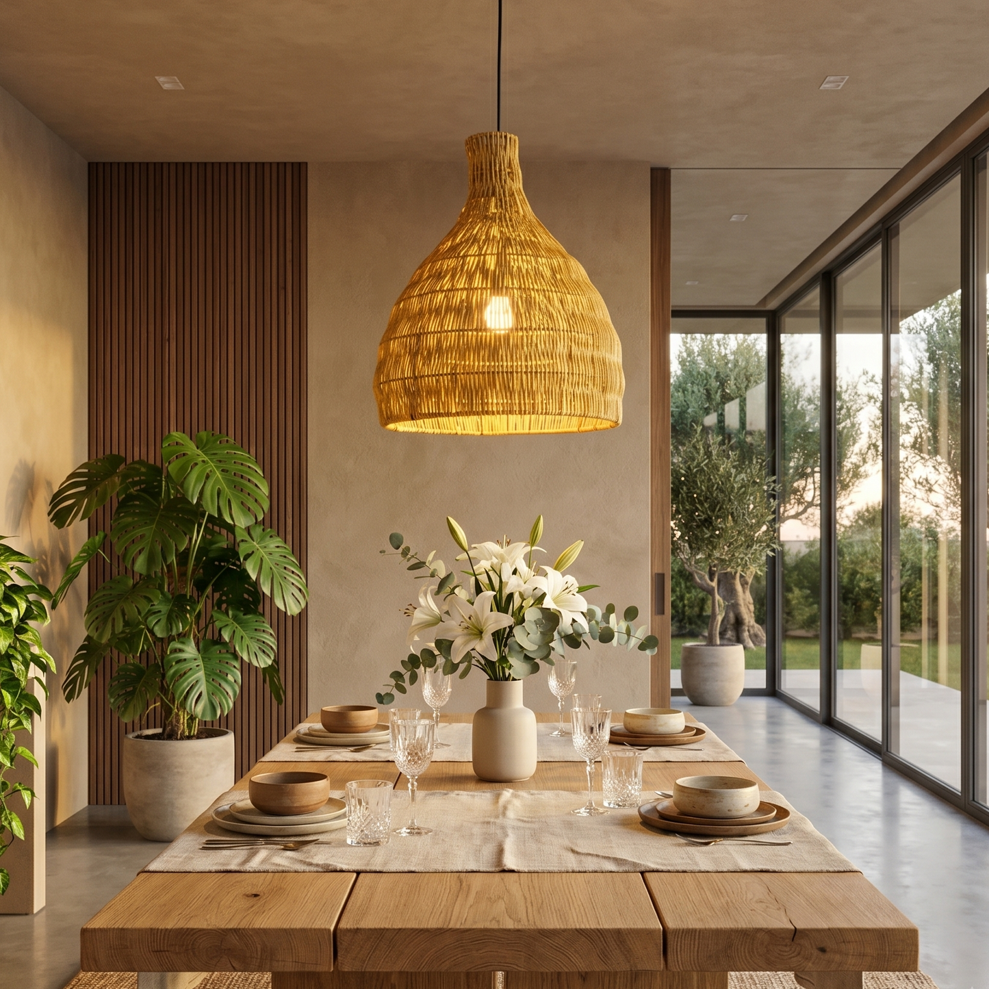 Abat jour naturel BELLA en rotin style bohème H38cm pour monture électrique E27