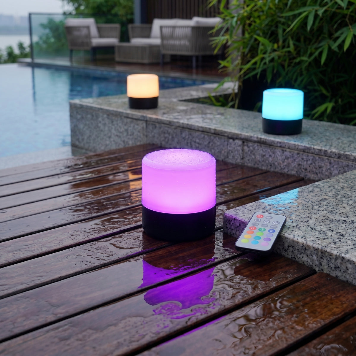 Lot de 2 lampes de table décoratives rechargeables LED blanc et RGB avec télécommande 2x BOLO H10cm