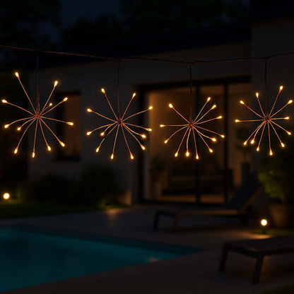 FEUERWERKS-LICHTKETTE 4,2 m warmweiße, festliche, funkelnde Micro-LED-Solarlichterkette