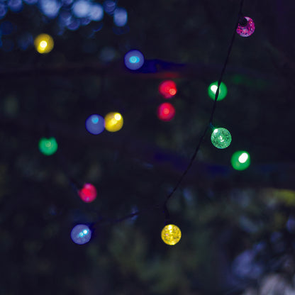 Lot de 2 guirlandes lumineuses solaires 20 globes scintillants LED multicolore FESTY COLOR 5.80m