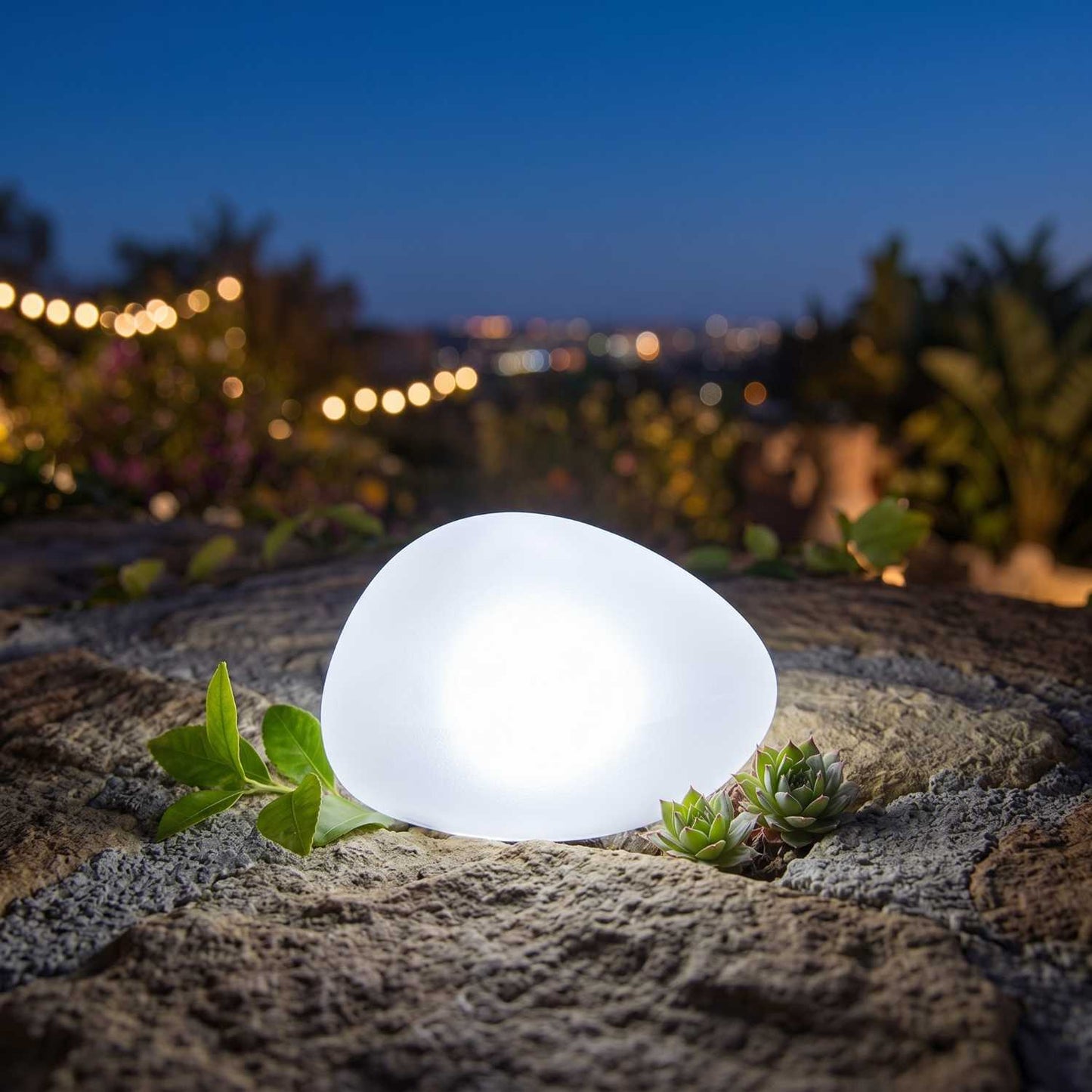 Dekorative weiße LED-Kiesel-Solarlampe SOLENZARA ∅16cm