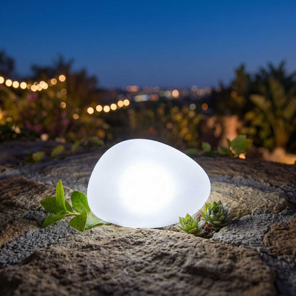 Dekorative weiße LED-Kiesel-Solarlampe SOLENZARA ∅16cm